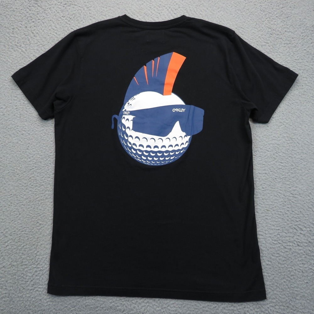 Oakley Mens XL Black Thermonuclear Protection Golf Mohawk Logo Graphic T-Shirt